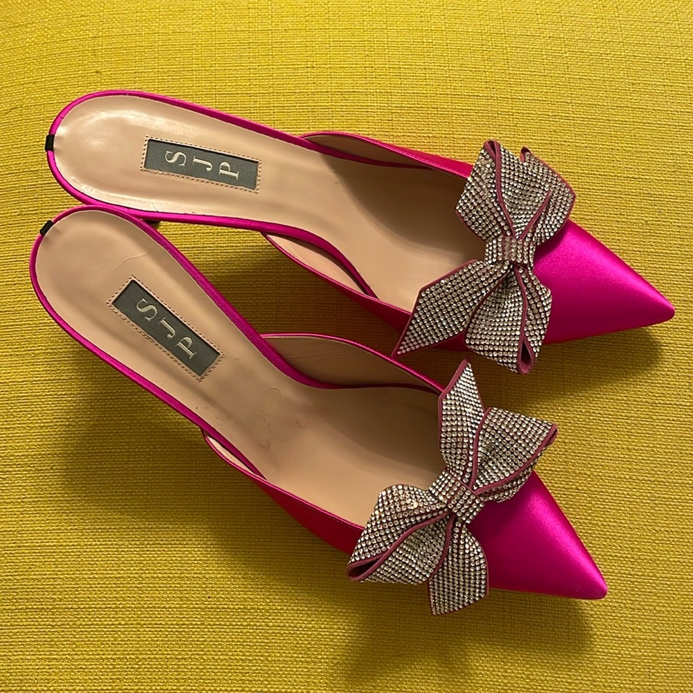 SJP by SJP by Sarah Jessica Parker Candy Crystal Bow Satin Mule
